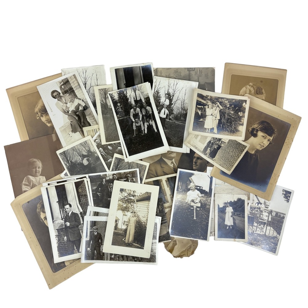 40 Antique 1910s-1930s Photographs Pre-WWII Americana College Family Babies Lot‎